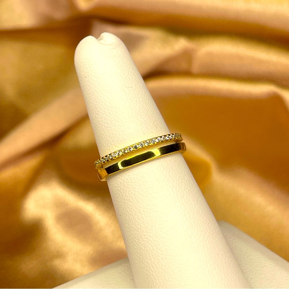 Gold S925 Double Eternity & Solid Band - Picture 2 of 3